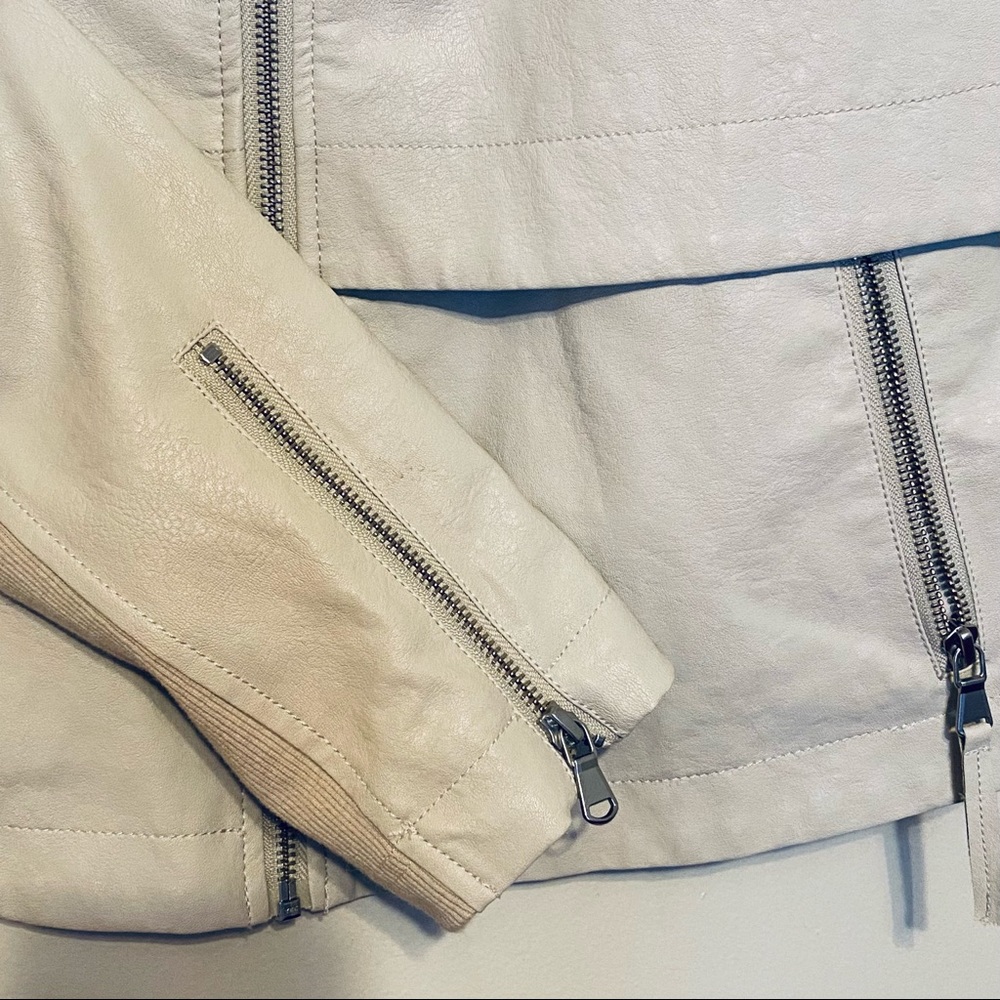 Anthropologie Jacket Coat Sweater Medium Cream Zippers Floral Ribbed - Picture 6 of 7